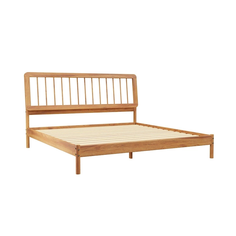 Lit à baldaquin king size en bois massif, style bohème