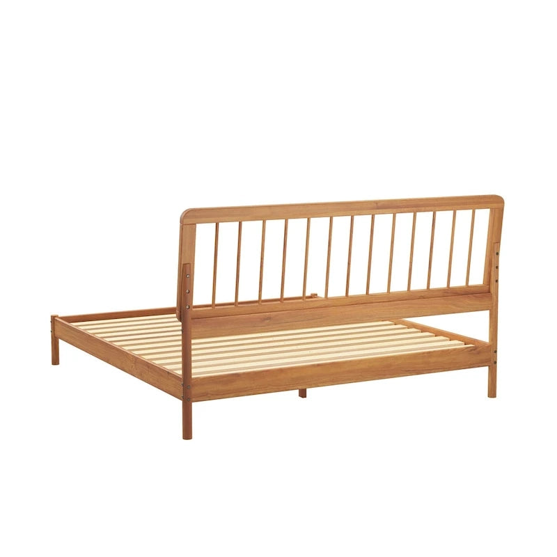 Lit à baldaquin king size en bois massif, style bohème