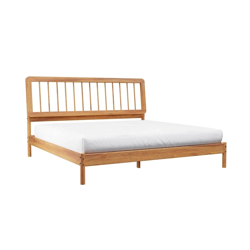 Lit à baldaquin king size en bois massif, style bohème