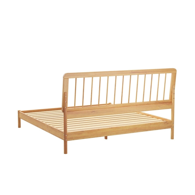 Lit à baldaquin king size en bois massif, style bohème