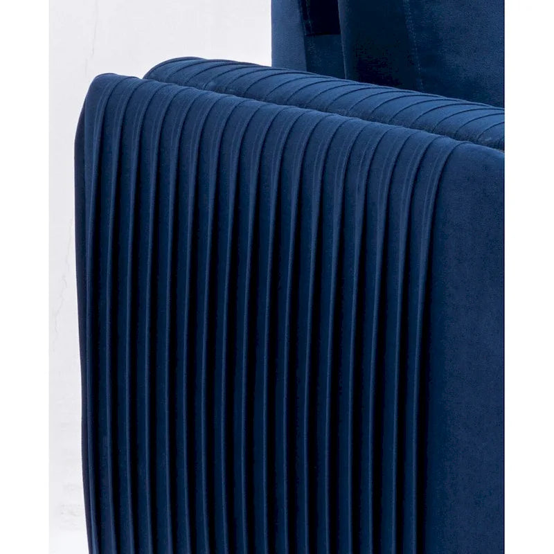 Fauteuil d'appoint moderne en velours bleu, avec piètement en chrome poli