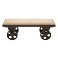 Banc de maison d'inspiration industrielle vintage en tissu de lin
