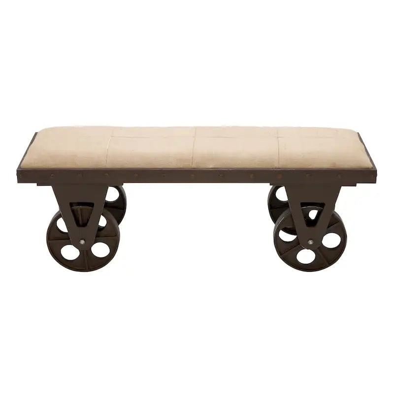 Banc de maison d'inspiration industrielle vintage en tissu de lin