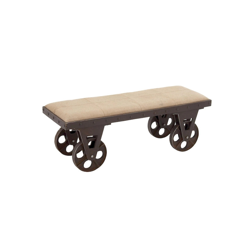 Banc de maison d'inspiration industrielle vintage en tissu de lin