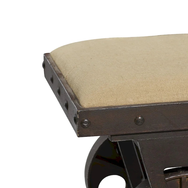 Banc de maison d'inspiration industrielle vintage en tissu de lin