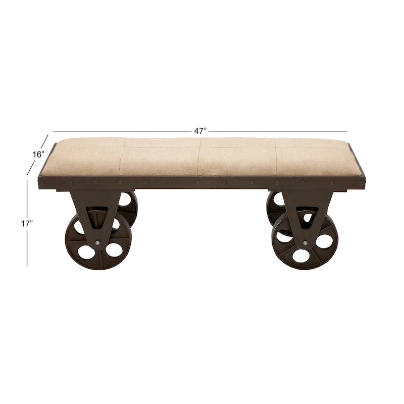 Banc de maison d'inspiration industrielle vintage en tissu de lin