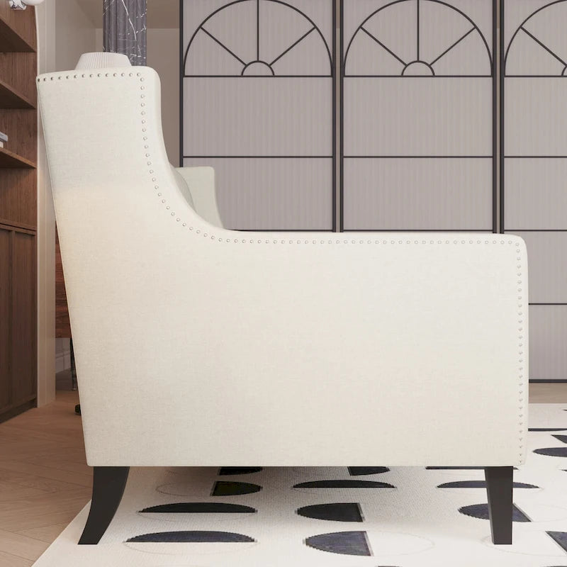 Canapé 3 places en tissu de style Mid-Century Modern avec dossier capitonné