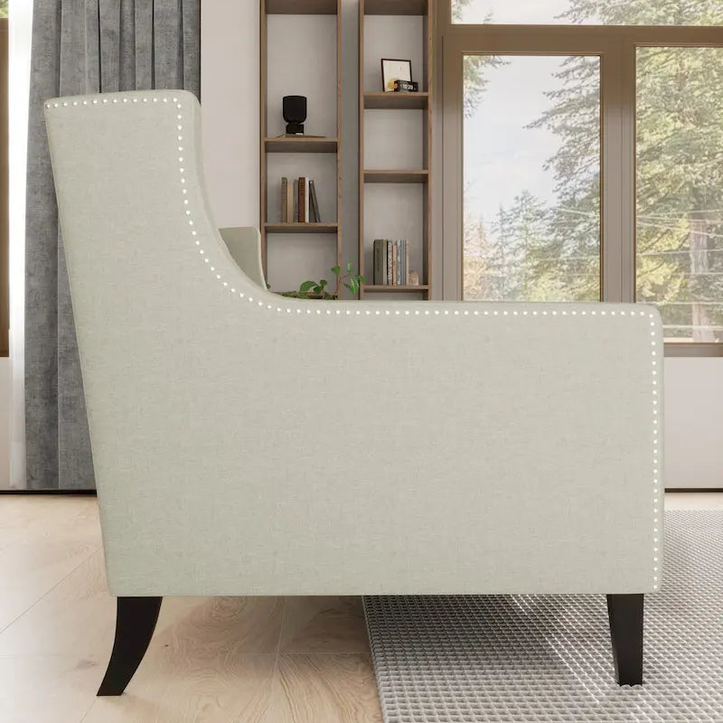 Canapé 3 places en tissu de style Mid-Century Modern avec dossier capitonné