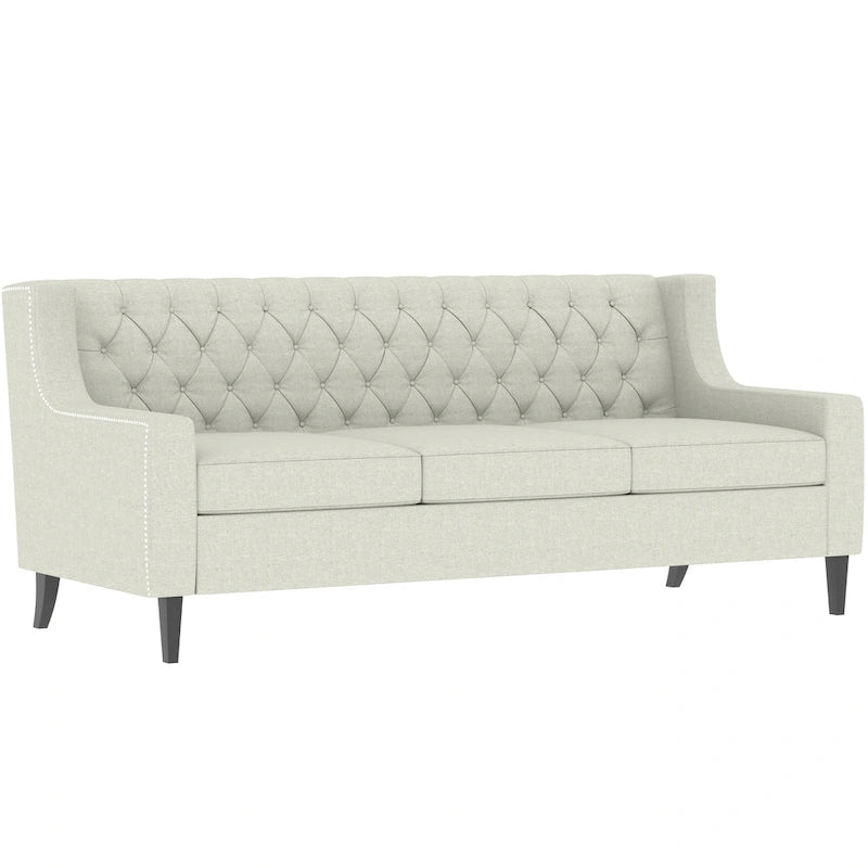 Canapé 3 places en tissu de style Mid-Century Modern avec dossier capitonné