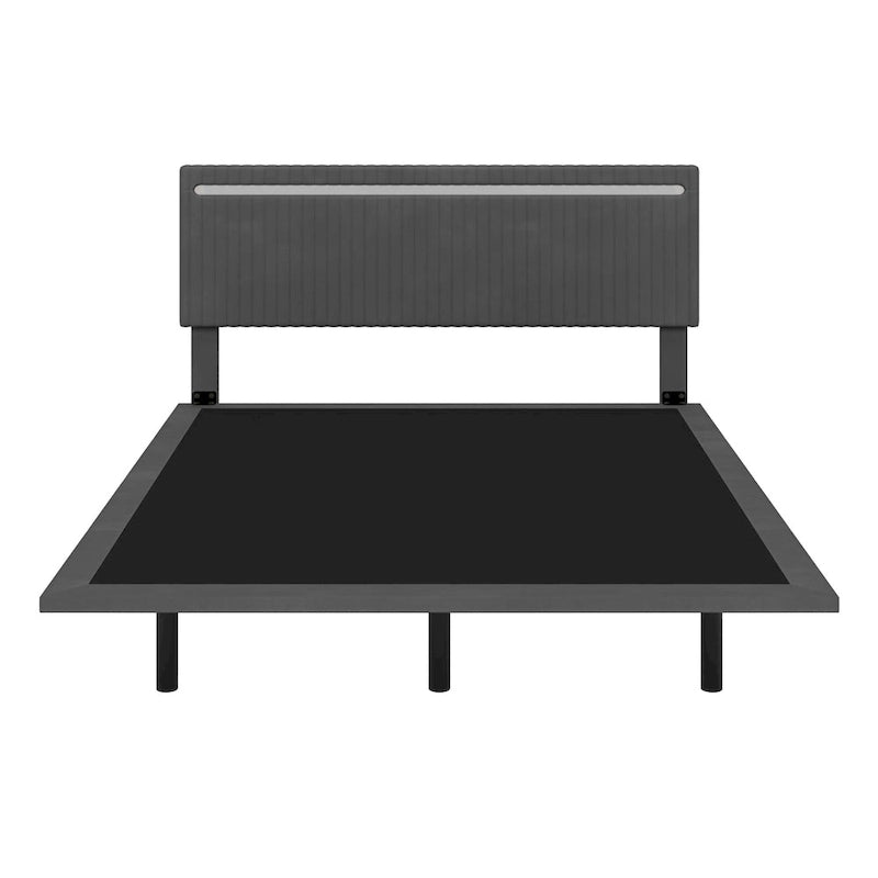 Cadre de lit plateforme flottant grand lit/queen en velours