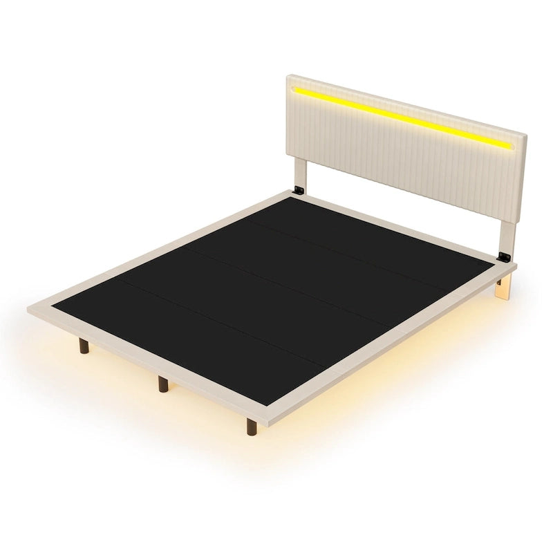 Cadre de lit plateforme flottant grand lit/queen en velours