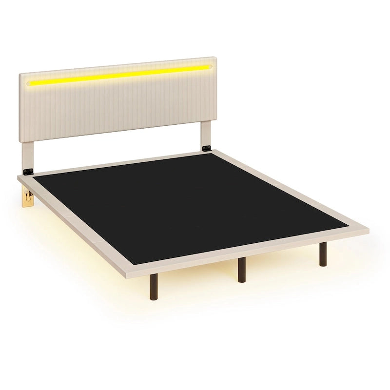 Cadre de lit plateforme flottant grand lit/queen en velours