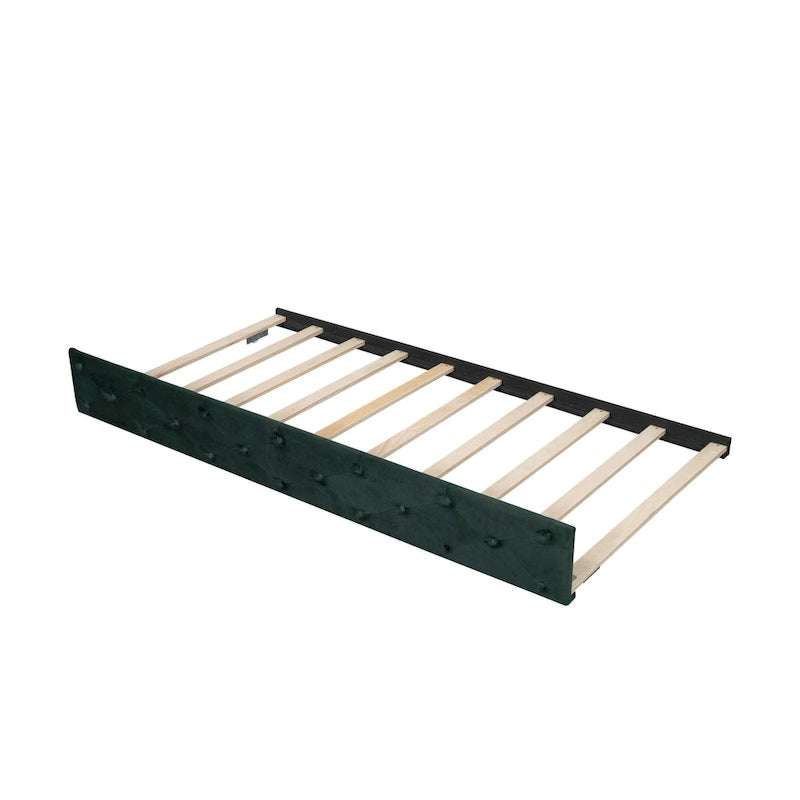 Lit de repos double en velours capitonné avec lit gigogne et rangement