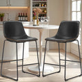 Tabourets de bar classiques en similicuir de 66 cm (hauteur comptoir) avec dossier et pieds en métal