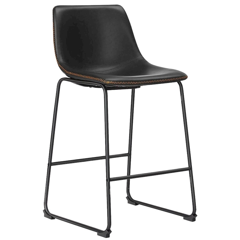 Tabourets de bar classiques en similicuir de 66 cm (hauteur comptoir) avec dossier et pieds en métal