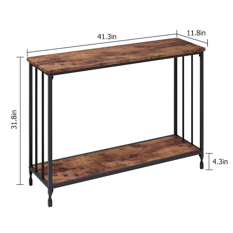 Console rétro à 2 niveaux avec rangement à étagères en MDF