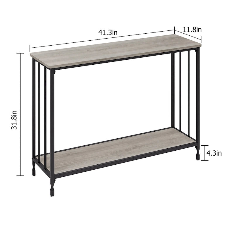 Console rétro à 2 niveaux avec rangement à étagères en MDF