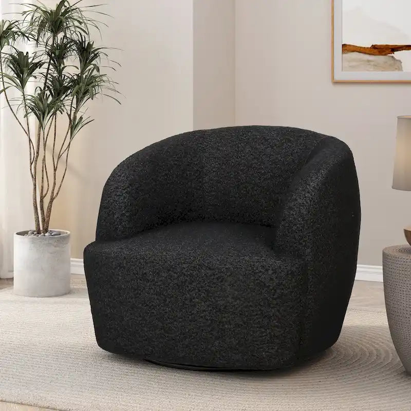 Fauteuil club pivotant rembourré en bouclette texturée