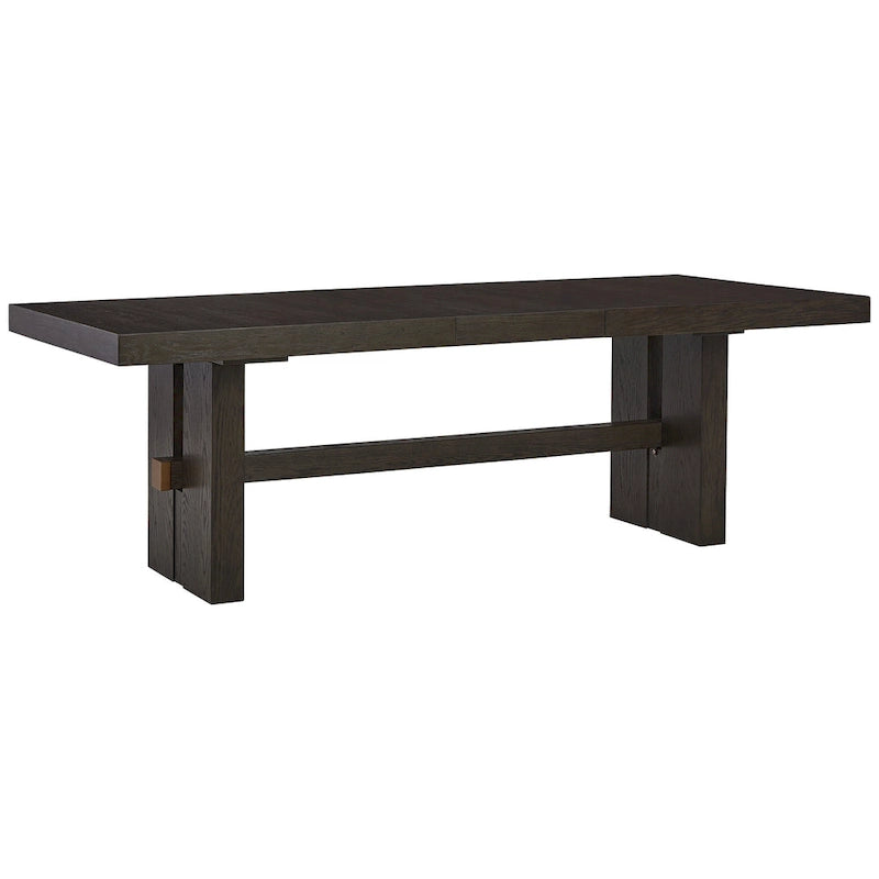 Table de salle à manger rectangulaire extensible marron foncé