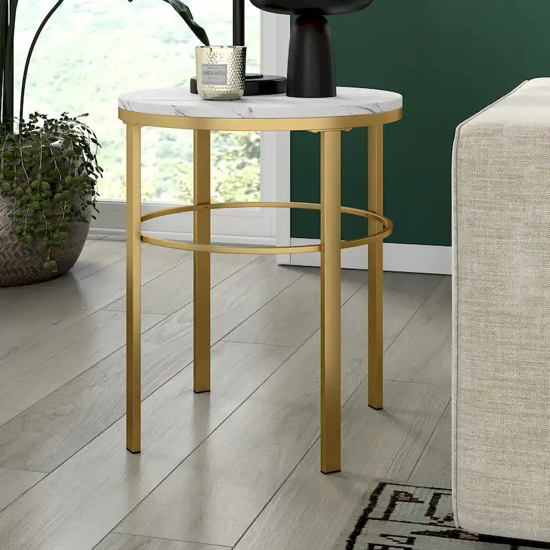 Table d'appoint ronde avec plateau en faux marbre