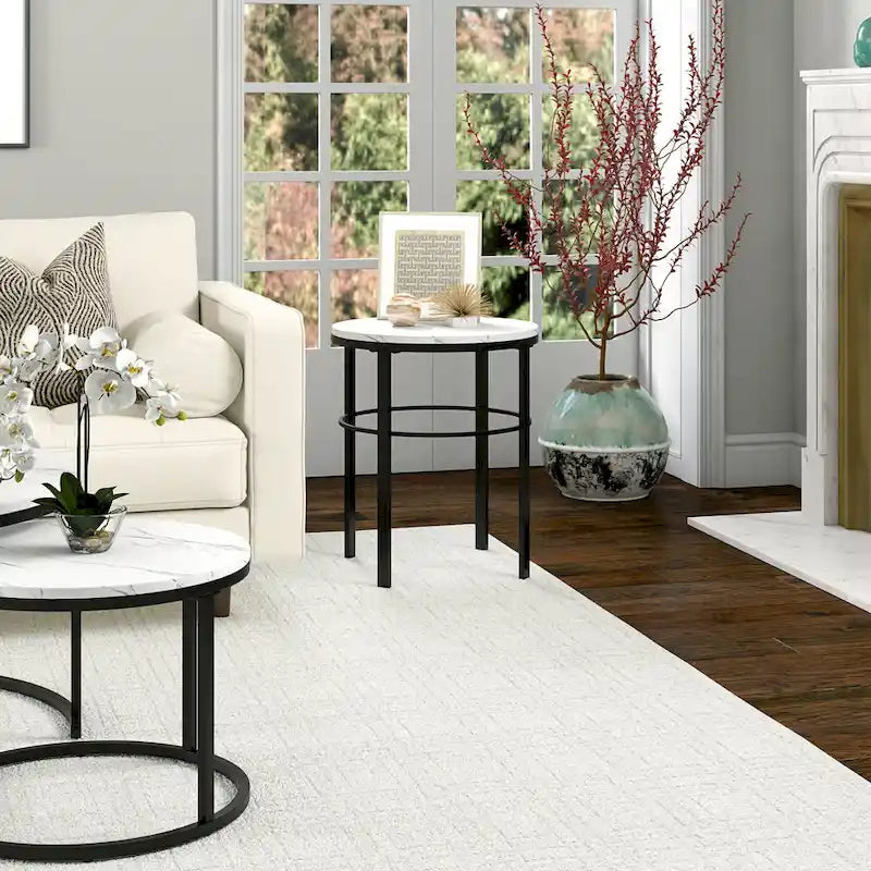 Table d'appoint ronde avec plateau en faux marbre