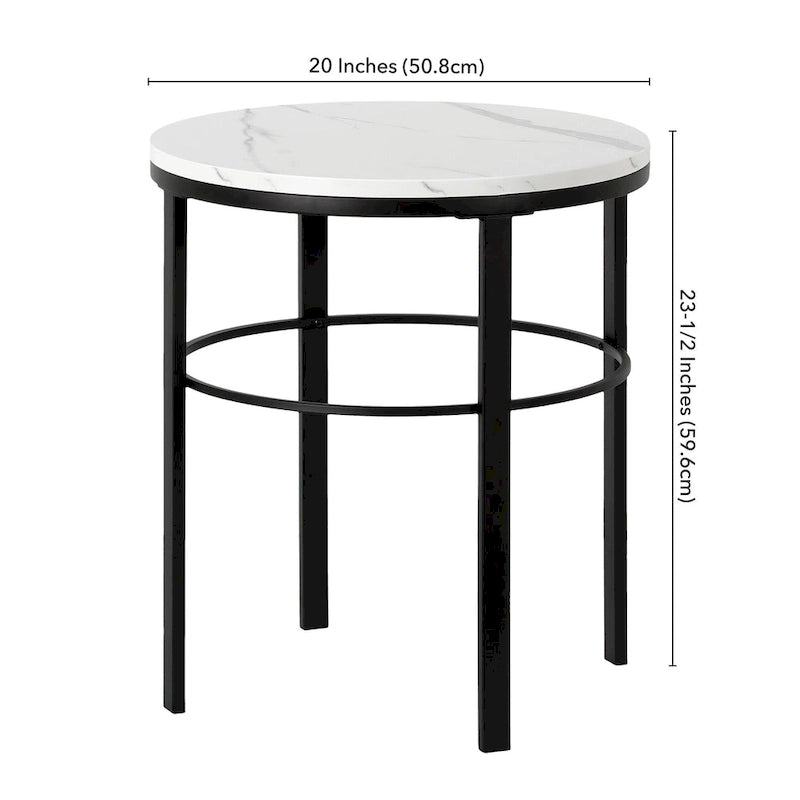 Table d'appoint ronde avec plateau en faux marbre