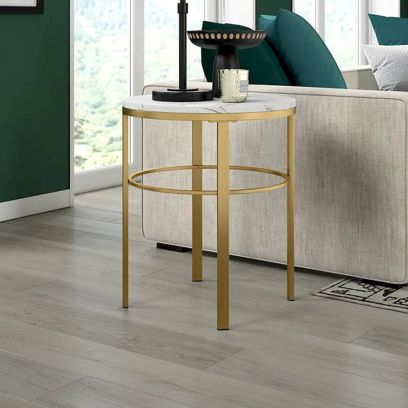 Table d'appoint ronde avec plateau en faux marbre