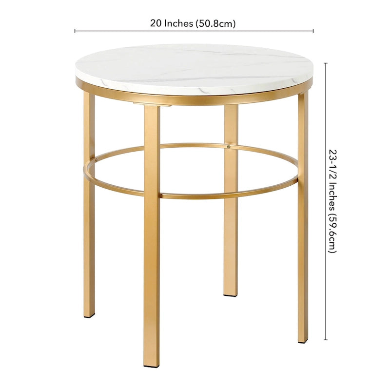 Table d'appoint ronde avec plateau en faux marbre