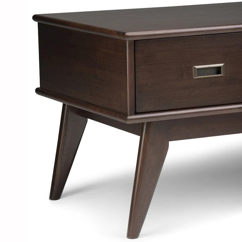 Table basse rectangulaire mi-siècle moderne en bois massif de 48 pouces de large