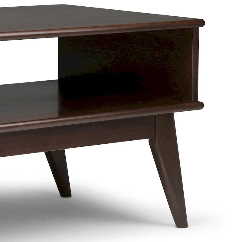 Table basse rectangulaire mi-siècle moderne en bois massif de 48 pouces de large
