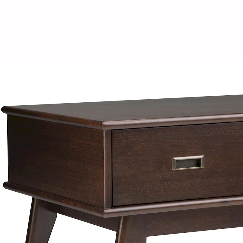 Table basse rectangulaire mi-siècle moderne en bois massif de 48 pouces de large