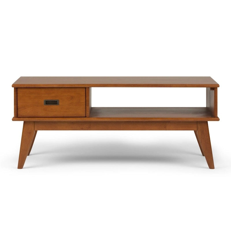 Table basse rectangulaire mi-siècle moderne en bois massif de 48 pouces de large