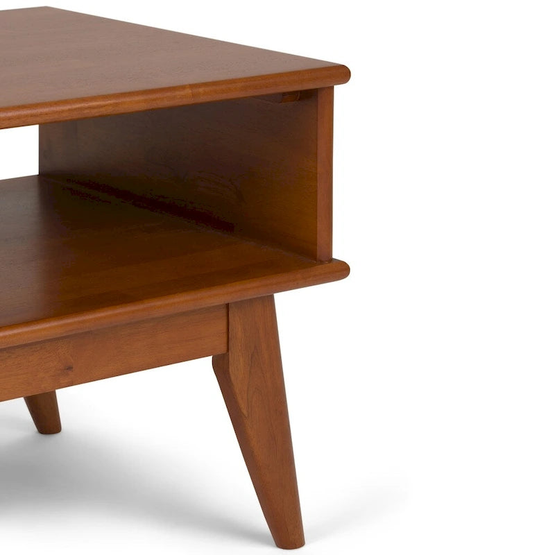 Table basse rectangulaire mi-siècle moderne en bois massif de 48 pouces de large