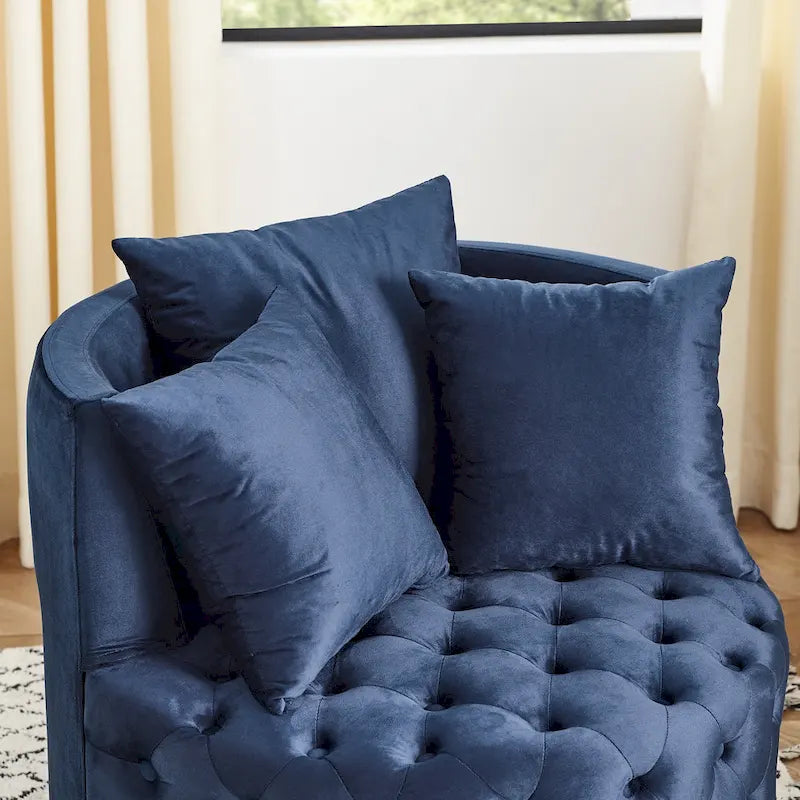 Fauteuil pivotant en velours pour salon avec capitonnage