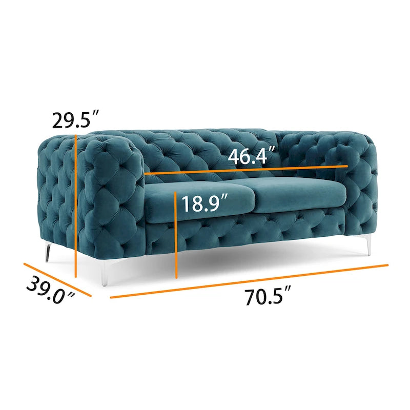 Causeuse chesterfield en velours capitonné