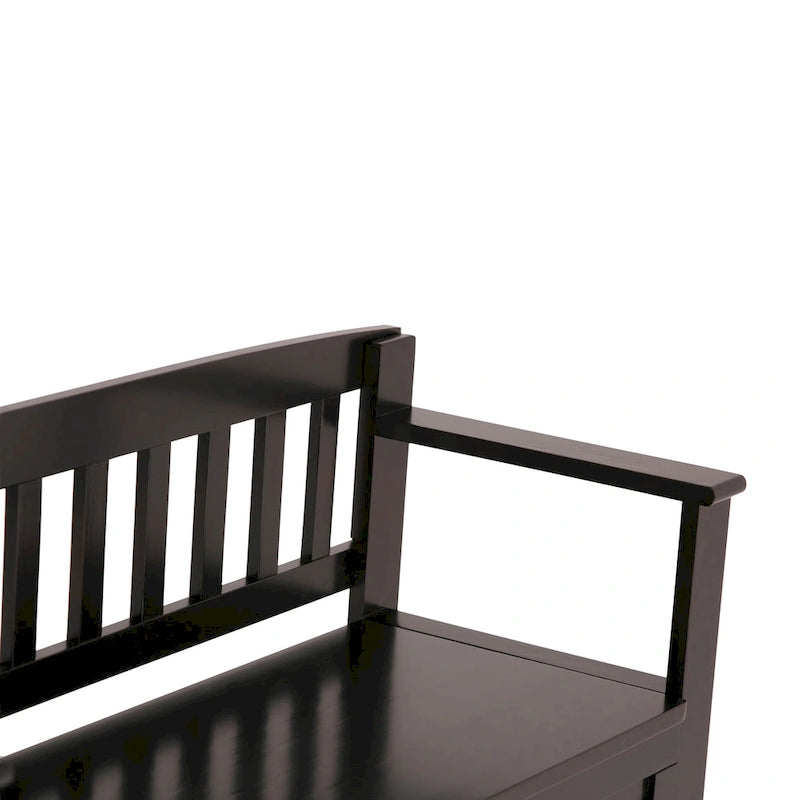Banc de rangement contemporain en bois massif de 122 cm de large pour entrée