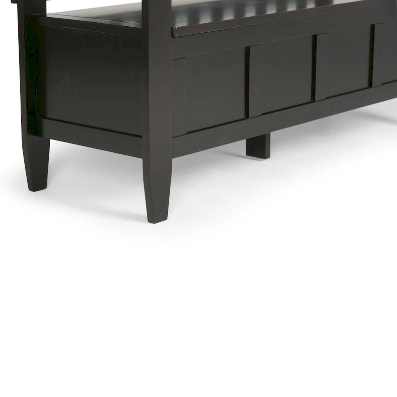 Banc de rangement contemporain en bois massif de 122 cm de large pour entrée