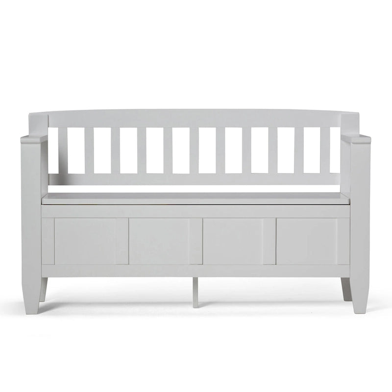 Banc de rangement contemporain en bois massif de 122 cm de large pour entrée