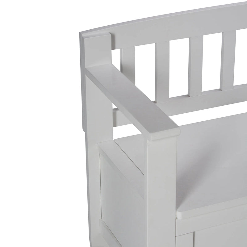 Banc de rangement contemporain en bois massif de 122 cm de large pour entrée