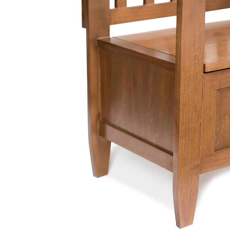 Banc de rangement contemporain en bois massif de 122 cm de large pour entrée
