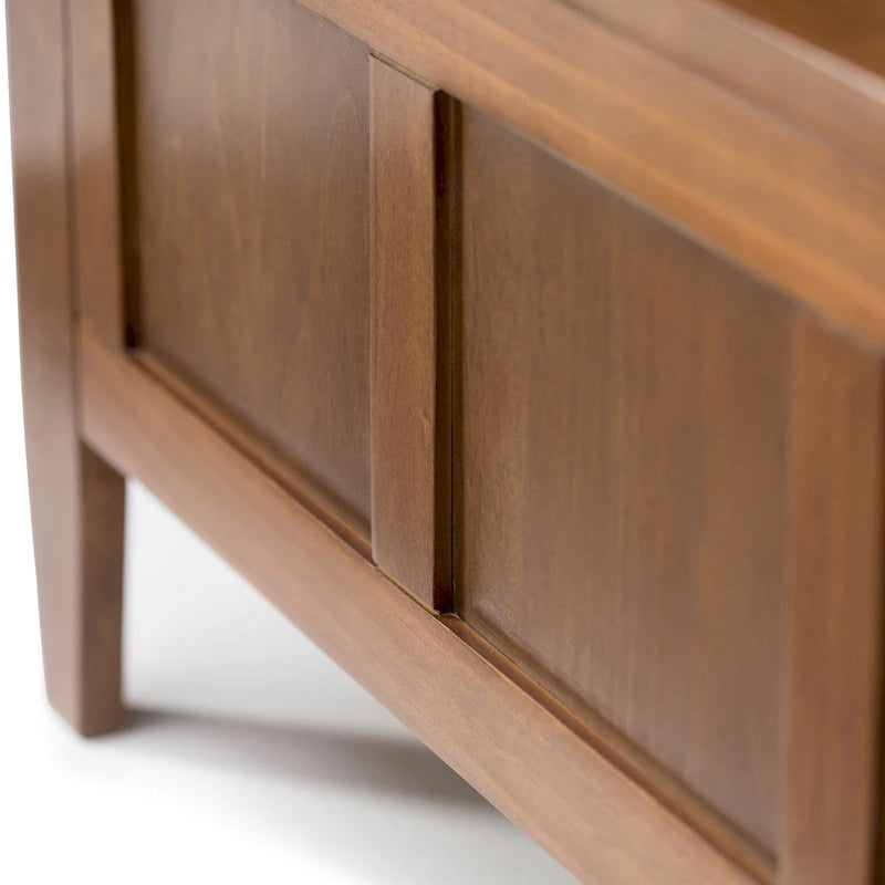 Banc de rangement contemporain en bois massif de 122 cm de large pour entrée