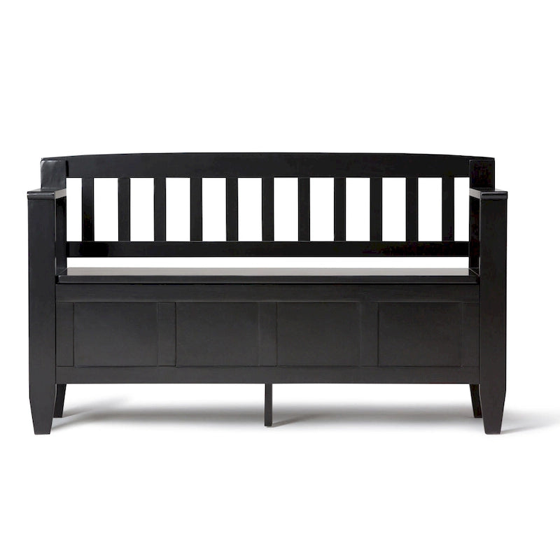 Banc de rangement contemporain en bois massif de 122 cm de large pour entrée
