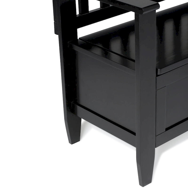 Banc de rangement contemporain en bois massif de 122 cm de large pour entrée