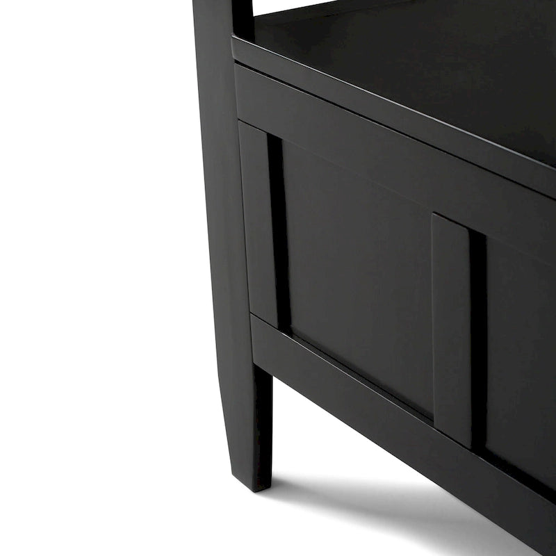 Banc de rangement contemporain en bois massif de 122 cm de large pour entrée