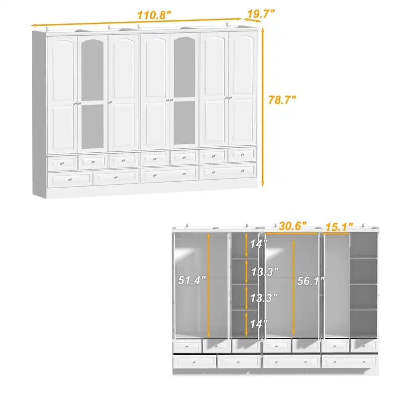 Armoires de rangement doubles avec miroirs