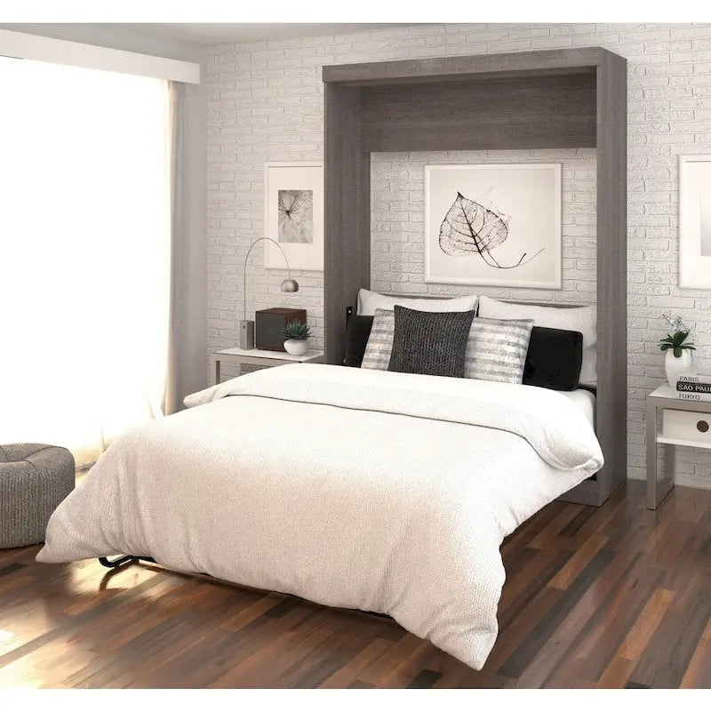 Lit escamotable double avec rangement, lit mural pour chambre d'amis