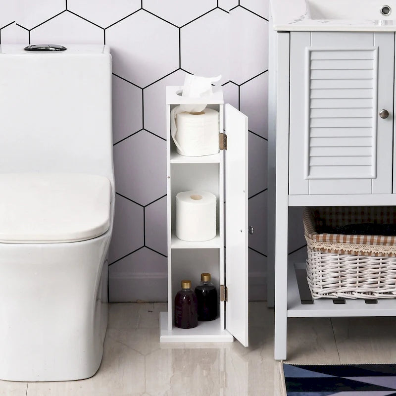 Armoire de rangement verticale blanche pour salle de bain