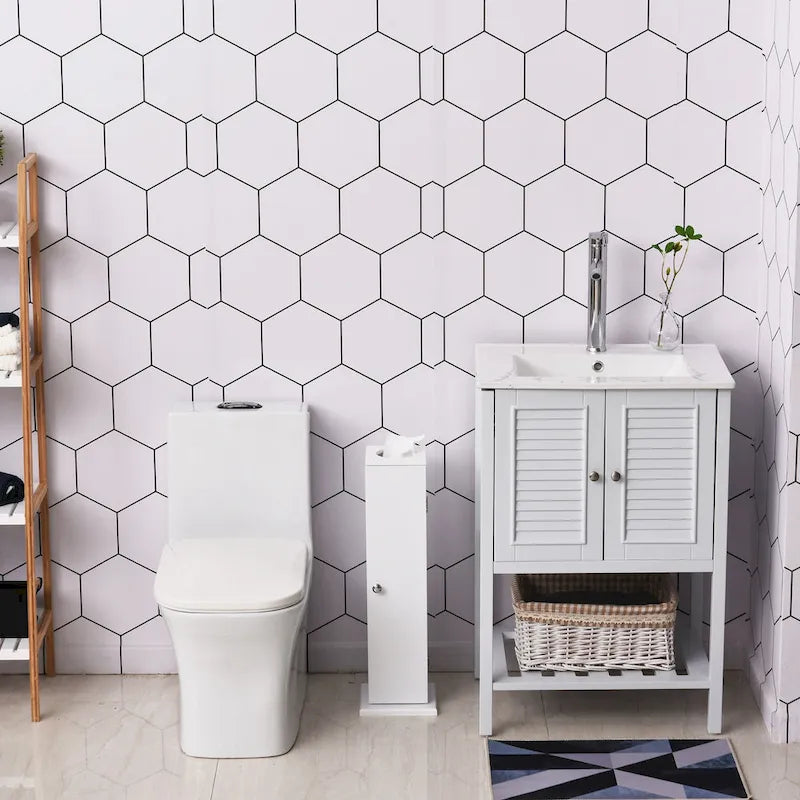 Armoire de rangement verticale blanche pour salle de bain