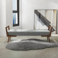 Banc rembourré en tissu gris de style Mid-Century Modern