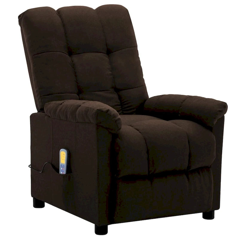 Fauteuil de massage relaxant en tissu marron foncé
